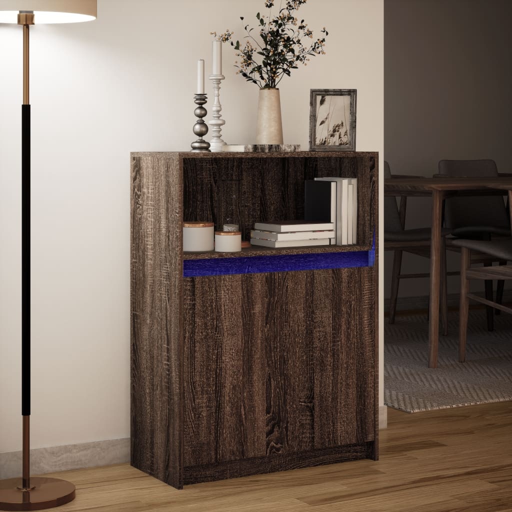 VidaXL Dressoir met LED 72x34x100 cm bewerkt hout bruin eikenkleur