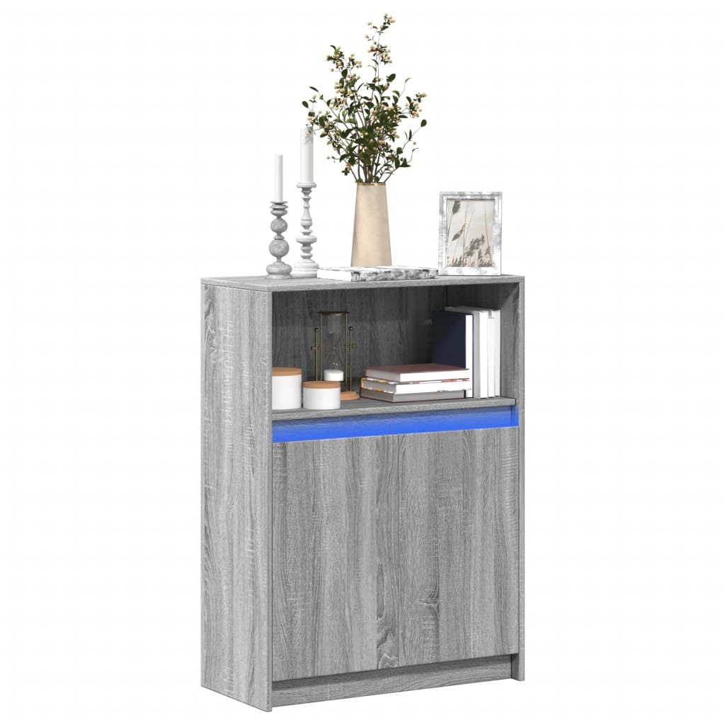 VidaXL Dressoir met LED 72x34x100 cm bewerkt hout grijs sonoma eiken