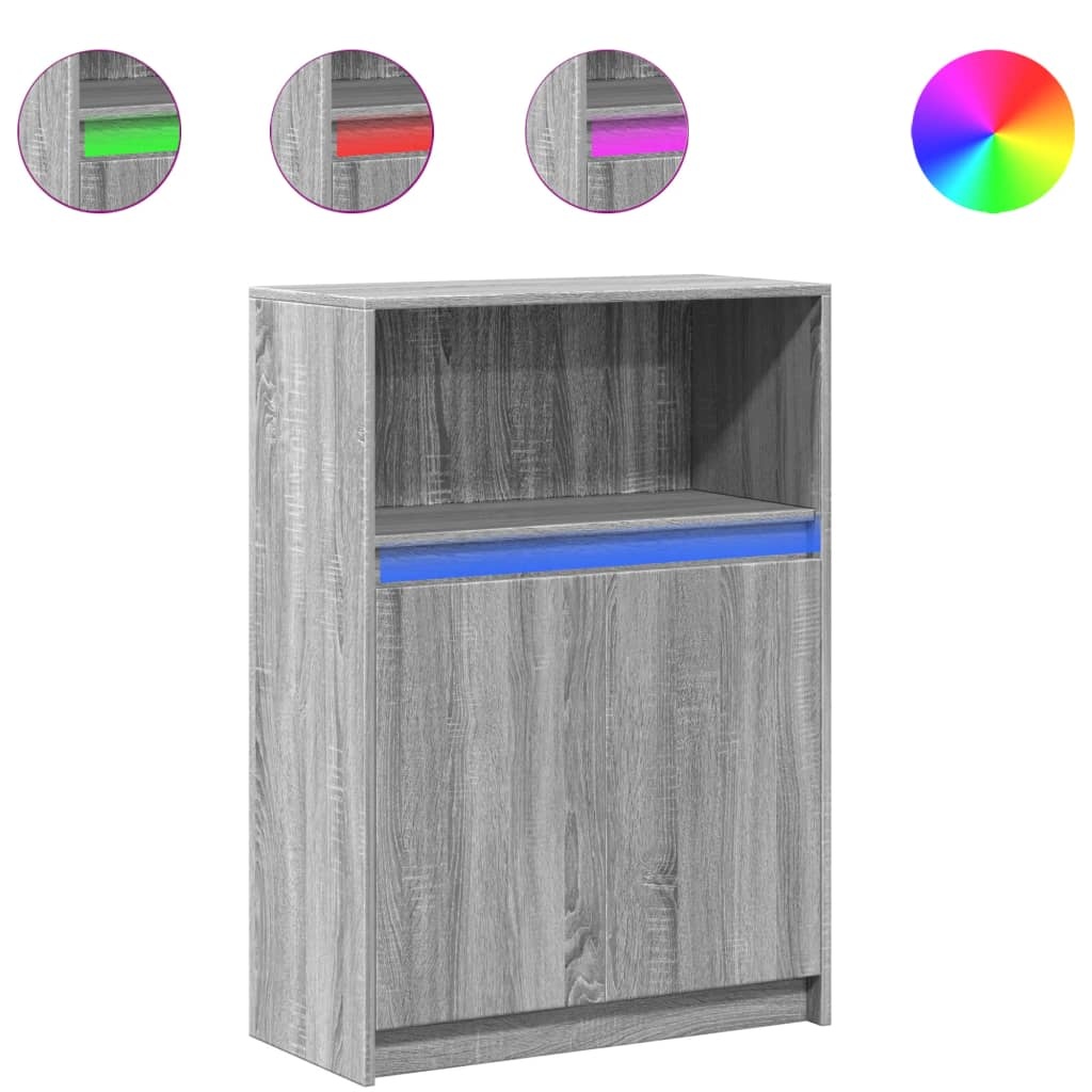 VidaXL Dressoir met LED 72x34x100 cm bewerkt hout grijs sonoma eiken
