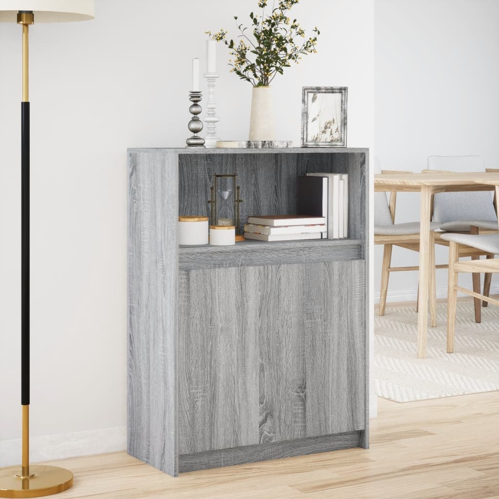 VidaXL Dressoir met LED 72x34x100 cm bewerkt hout grijs sonoma eiken