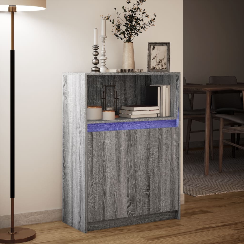VidaXL Dressoir met LED 72x34x100 cm bewerkt hout grijs sonoma eiken