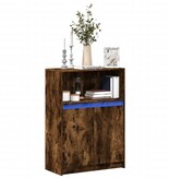 VidaXL Dressoir met LED 72x34x100 cm bewerkt hout gerookt eikenkleurig