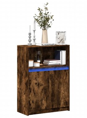 VidaXL Dressoir met LED 72x34x100 cm bewerkt hout gerookt eikenkleurig