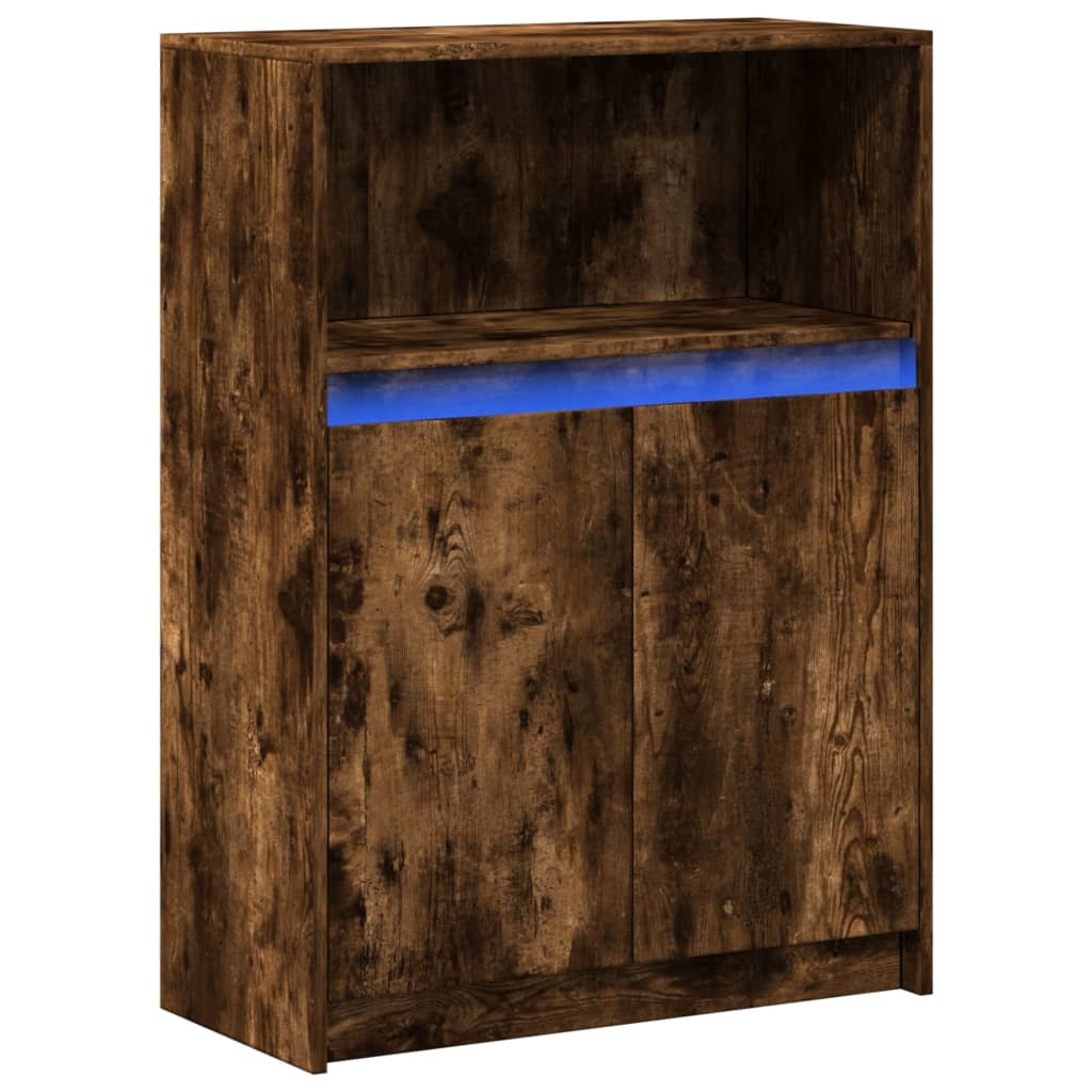 VidaXL Dressoir met LED 72x34x100 cm bewerkt hout gerookt eikenkleurig