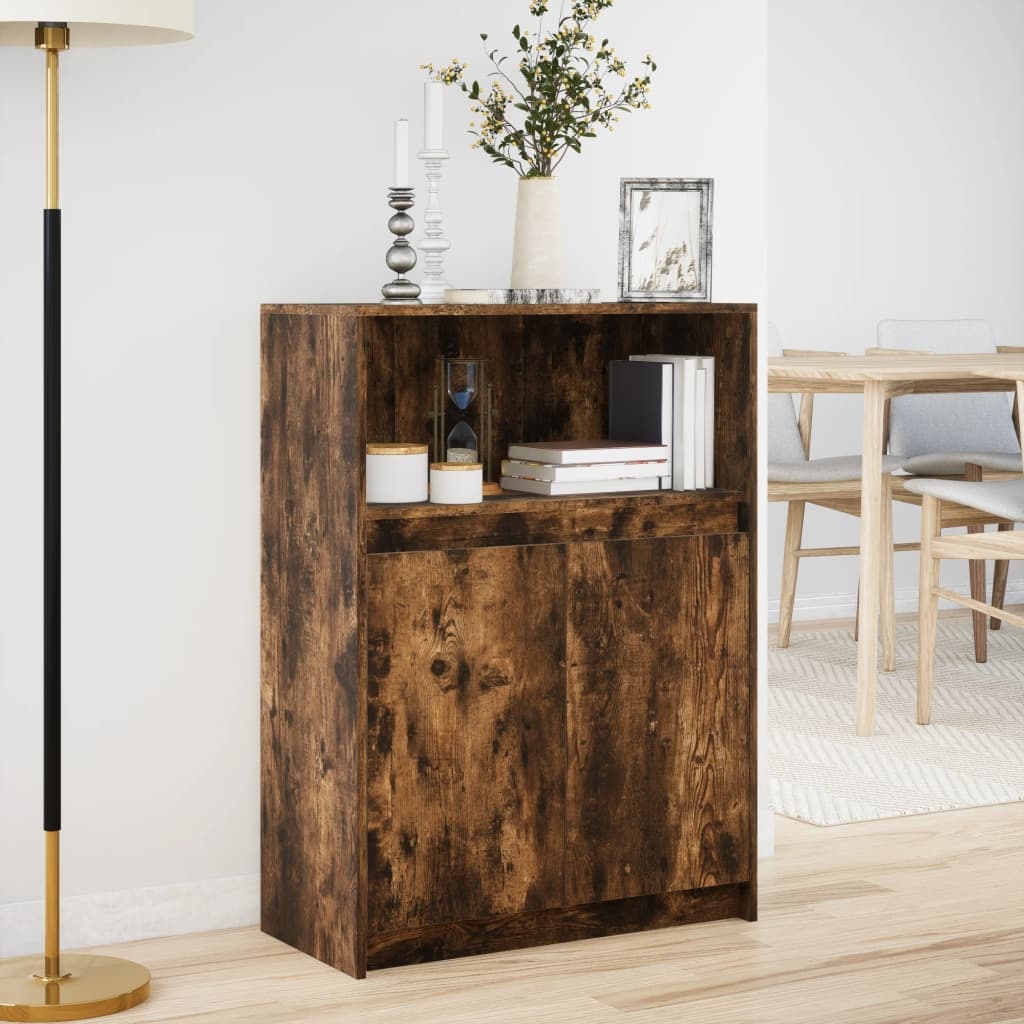 VidaXL Dressoir met LED 72x34x100 cm bewerkt hout gerookt eikenkleurig