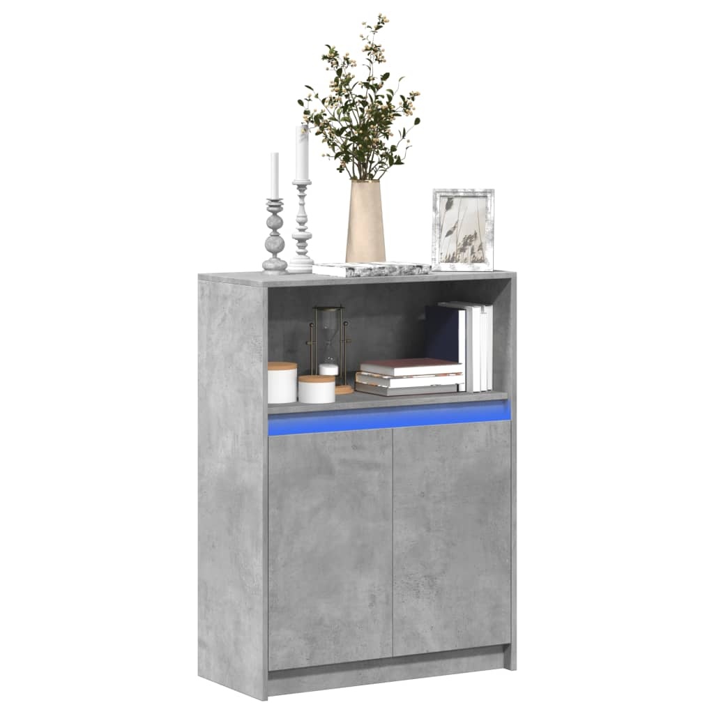 VidaXL Dressoir met LED 72x34x100 cm bewerkt hout betongrijs
