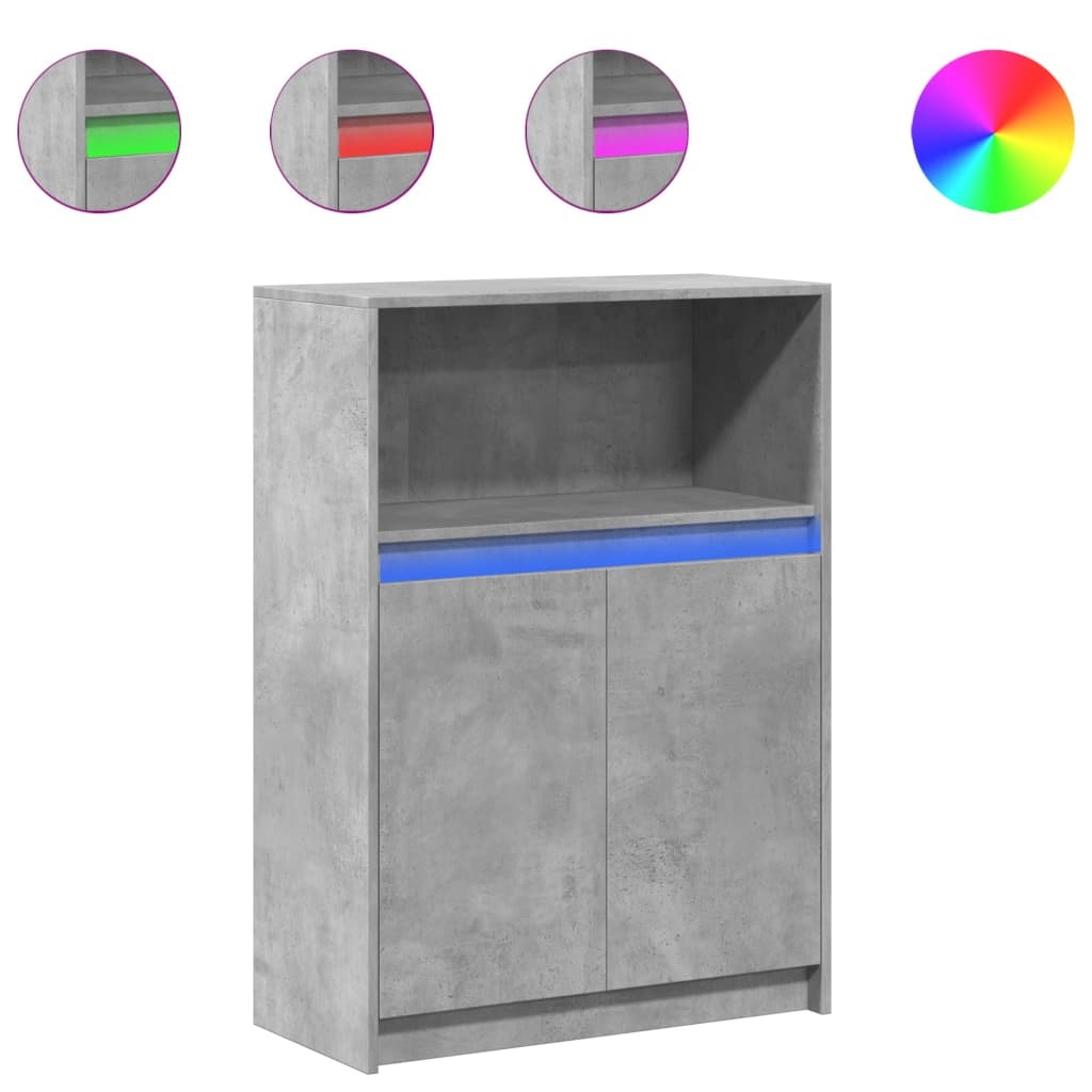VidaXL Dressoir met LED 72x34x100 cm bewerkt hout betongrijs