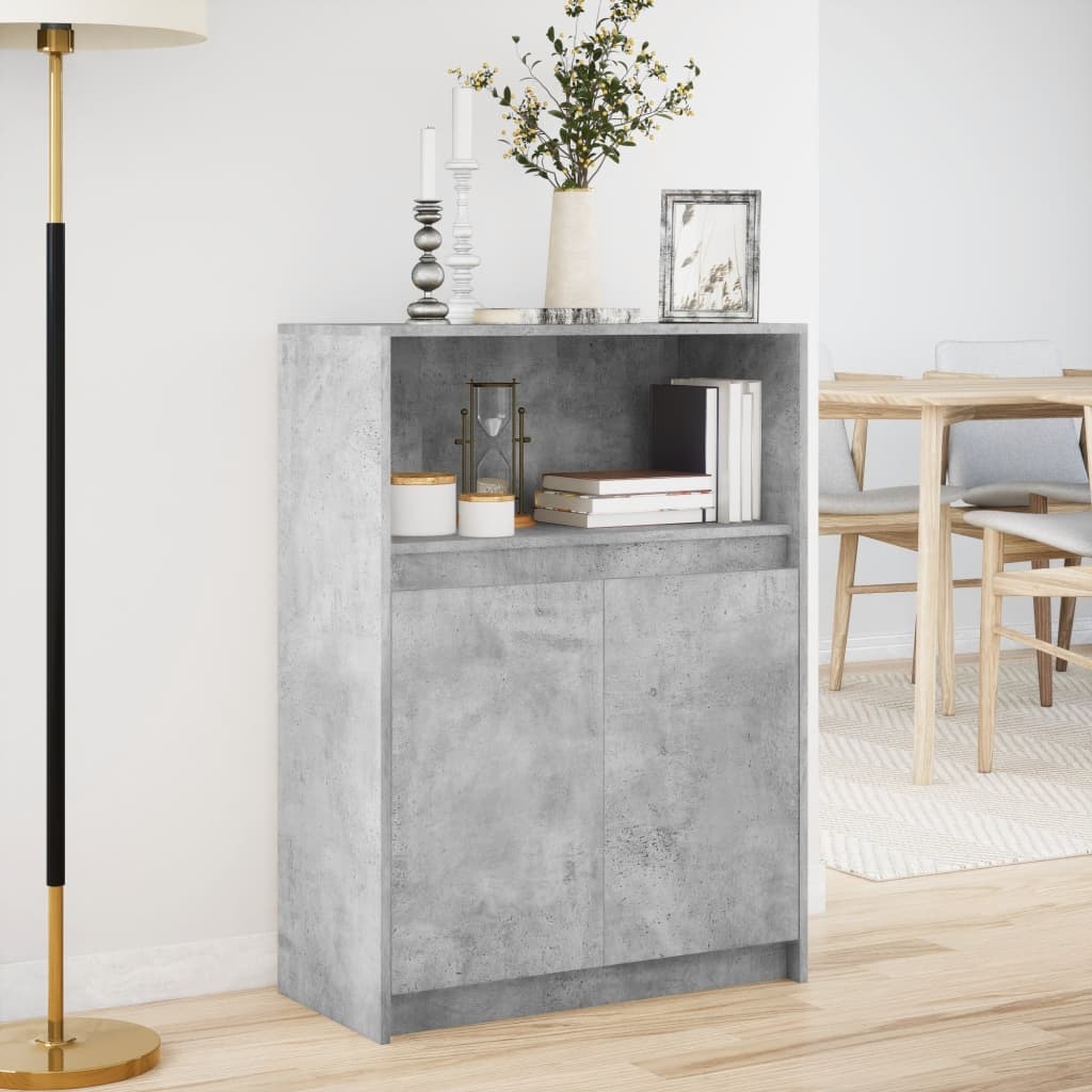 VidaXL Dressoir met LED 72x34x100 cm bewerkt hout betongrijs
