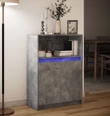 VidaXL Dressoir met LED 72x34x100 cm bewerkt hout betongrijs