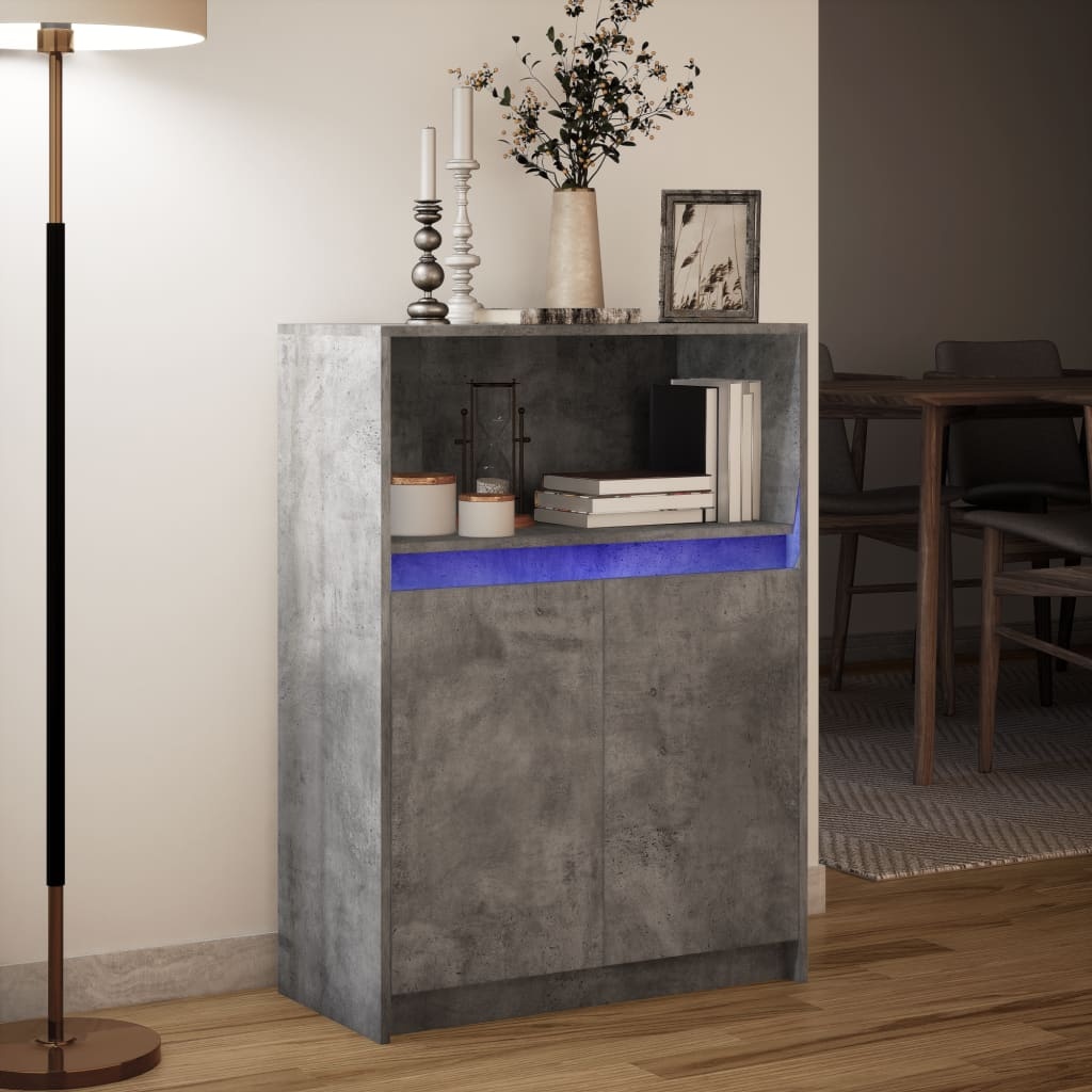VidaXL Dressoir met LED 72x34x100 cm bewerkt hout betongrijs