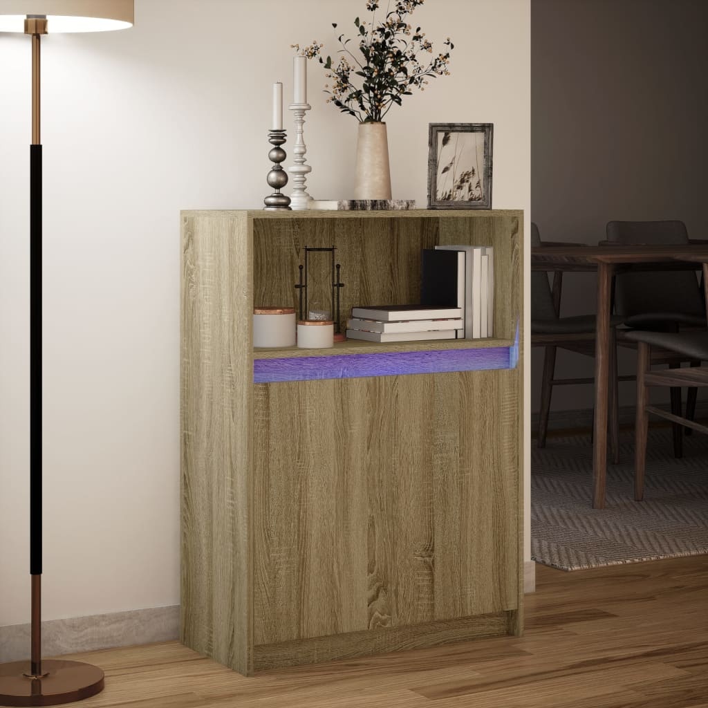 VidaXL Dressoir met LED 72x34x100 cm bewerkt hout sonoma eikenkleurig