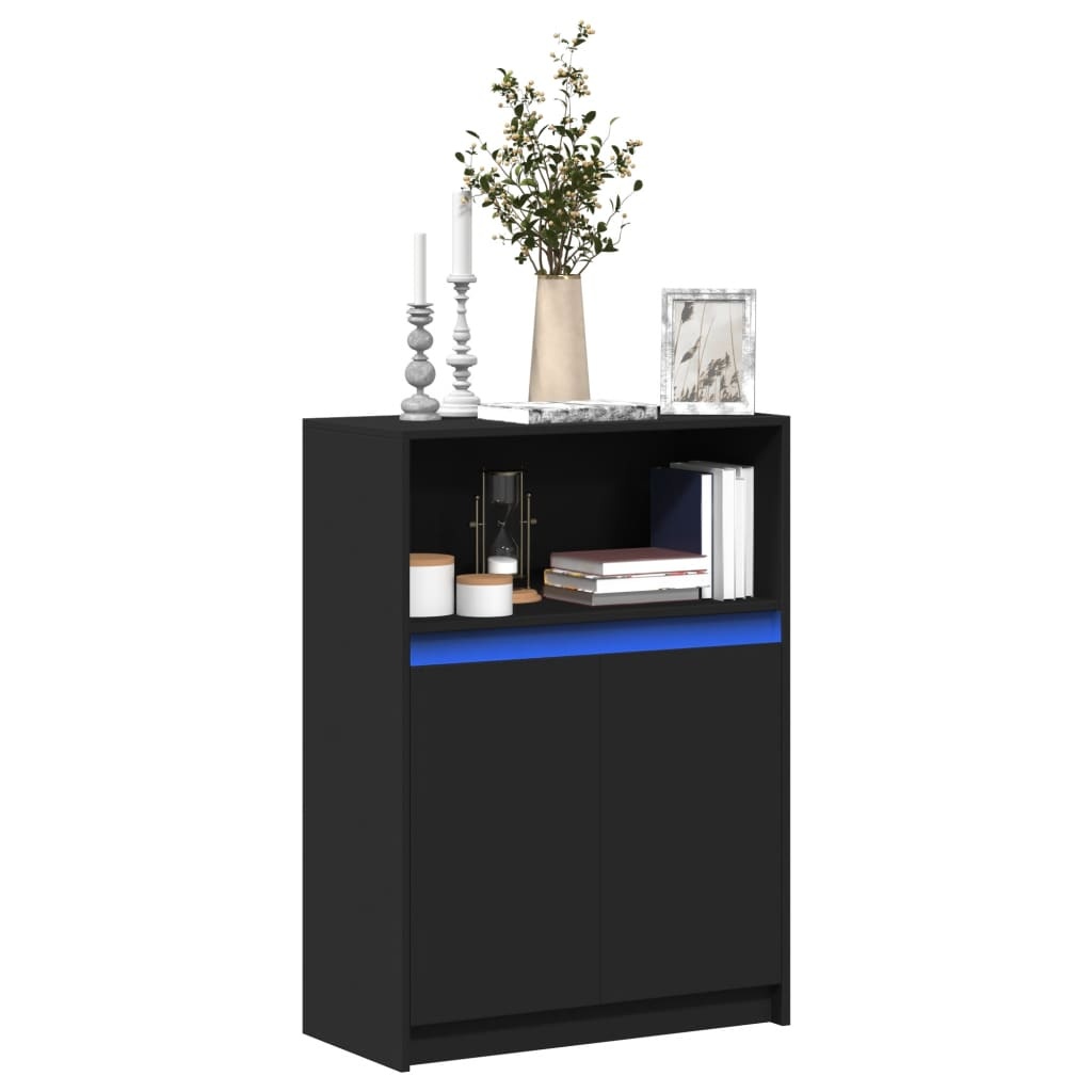 VidaXL Dressoir met LED 72x34x100 cm bewerkt hout zwart