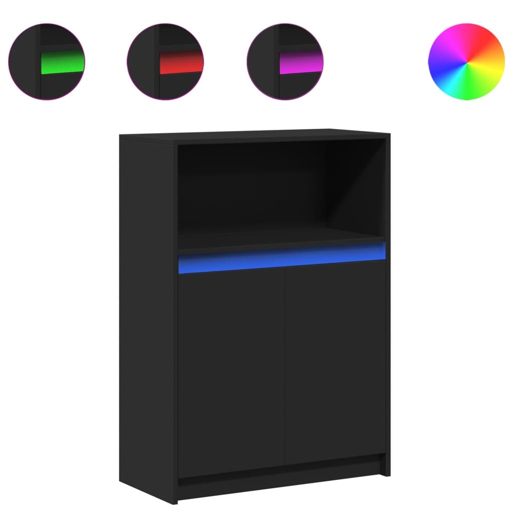 VidaXL Dressoir met LED 72x34x100 cm bewerkt hout zwart