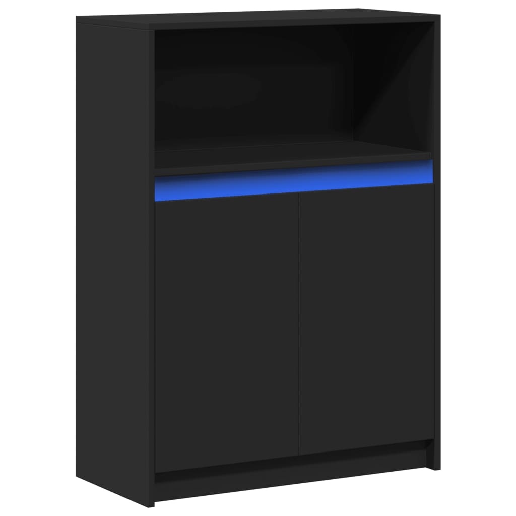 VidaXL Dressoir met LED 72x34x100 cm bewerkt hout zwart