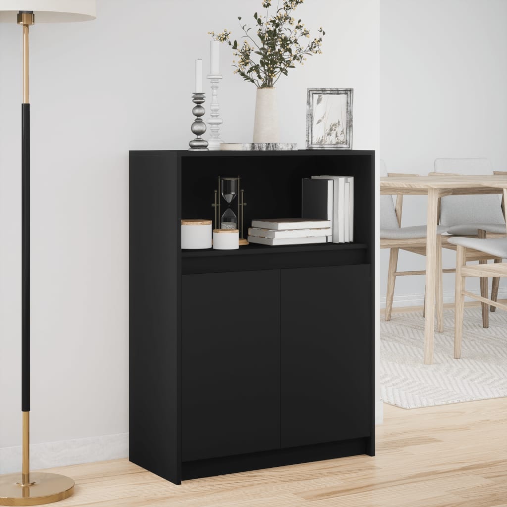 VidaXL Dressoir met LED 72x34x100 cm bewerkt hout zwart
