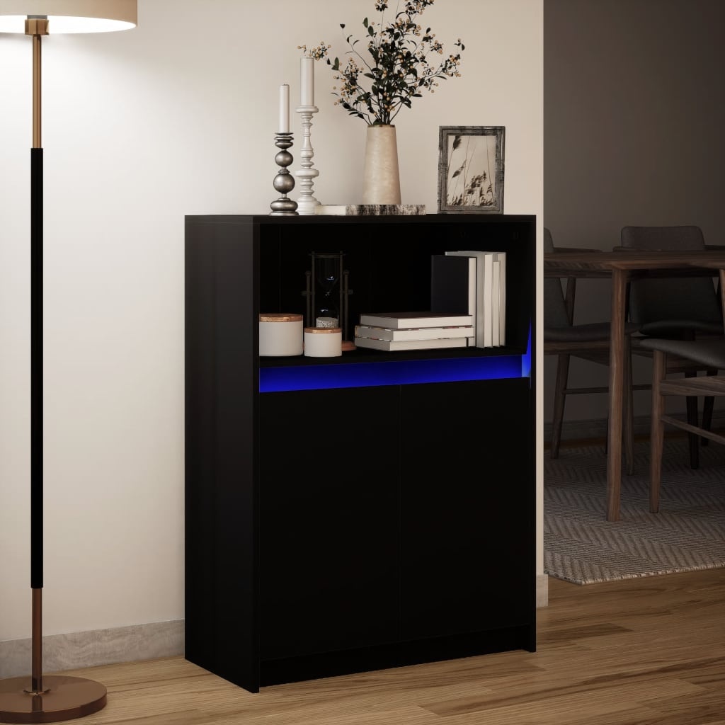 VidaXL Dressoir met LED 72x34x100 cm bewerkt hout zwart