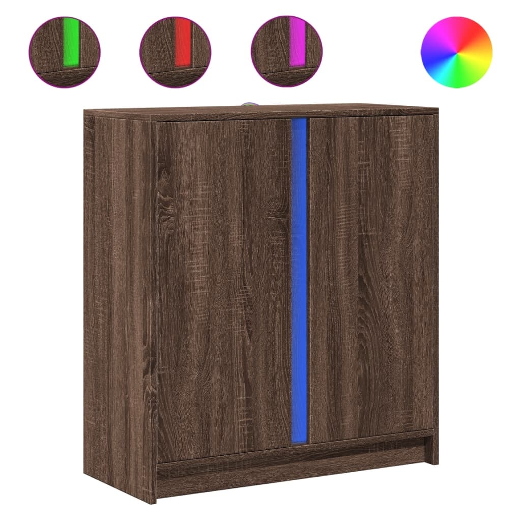 VidaXL Dressoir met LED 77x34x85 cm bewerkt hout bruin eikenkleur