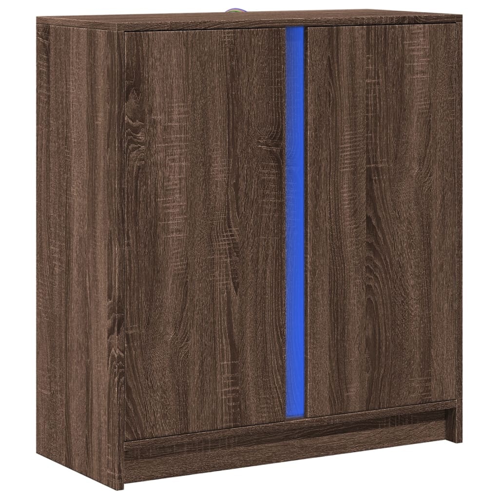 VidaXL Dressoir met LED 77x34x85 cm bewerkt hout bruin eikenkleur