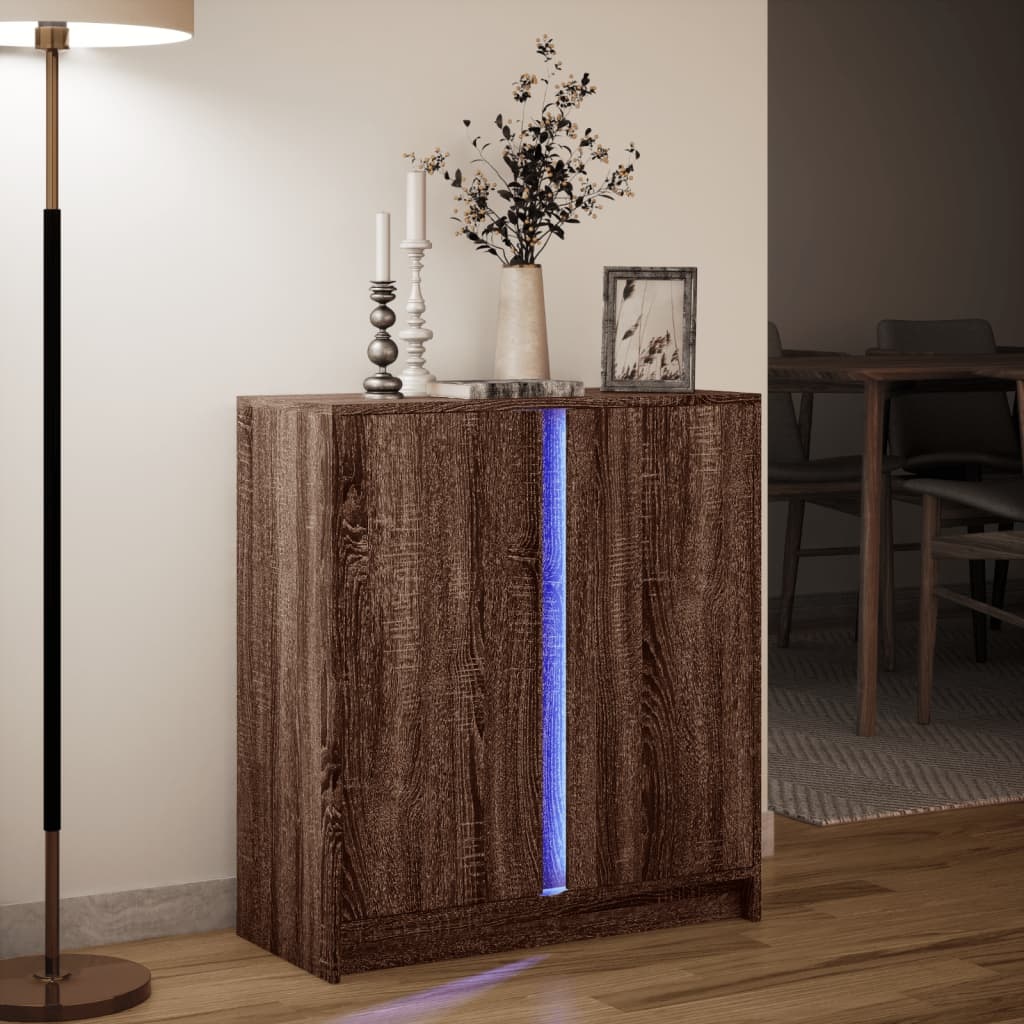 VidaXL Dressoir met LED 77x34x85 cm bewerkt hout bruin eikenkleur