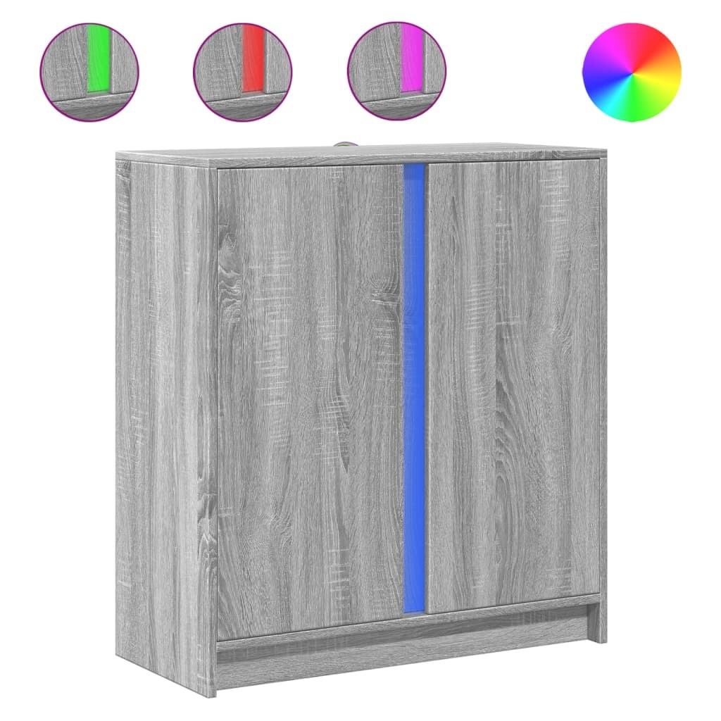 VidaXL Dressoir met LED 77x34x85 cm bewerkt hout grijs sonoma eiken