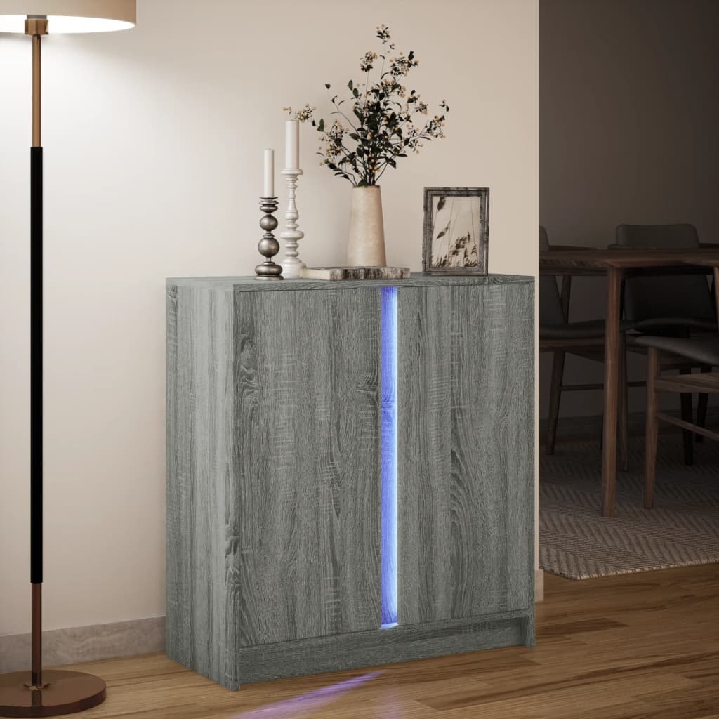 VidaXL Dressoir met LED 77x34x85 cm bewerkt hout grijs sonoma eiken