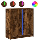 VidaXL Dressoir met LED 77x34x85 cm bewerkt hout gerookt eikenkleurig