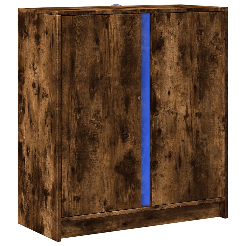 VidaXL Dressoir met LED 77x34x85 cm bewerkt hout gerookt eikenkleurig
