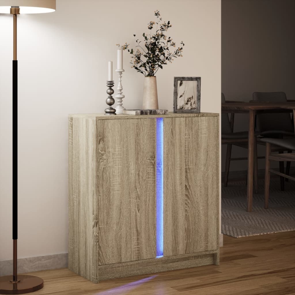 VidaXL Dressoir met LED 77x34x85 cm bewerkt hout sonoma eikenkleurig