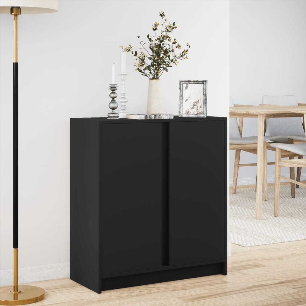 VidaXL Dressoir met LED 77x34x85 cm bewerkt hout zwart