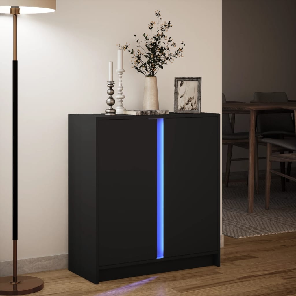 VidaXL Dressoir met LED 77x34x85 cm bewerkt hout zwart