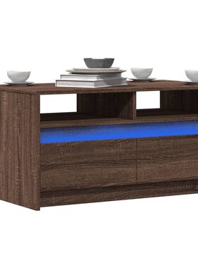 VidaXL Salontafel met LED-verlichting bewerkt hout bruin eikenkleur