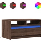 VidaXL Salontafel met LED-verlichting bewerkt hout bruin eikenkleur