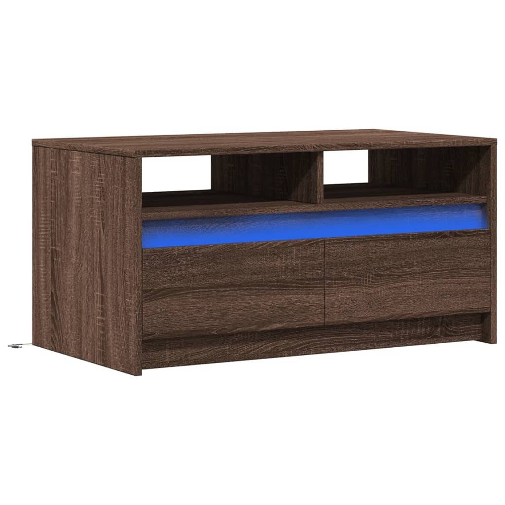 VidaXL Salontafel met LED-verlichting bewerkt hout bruin eikenkleur