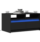 VidaXL Salontafel met LED-verlichting bewerkt hout zwart