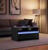 VidaXL Salontafel met LED-verlichting bewerkt hout zwart