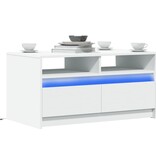 VidaXL Salontafel met LED-verlichting bewerkt hout wit
