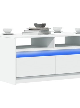 VidaXL Salontafel met LED-verlichting bewerkt hout wit