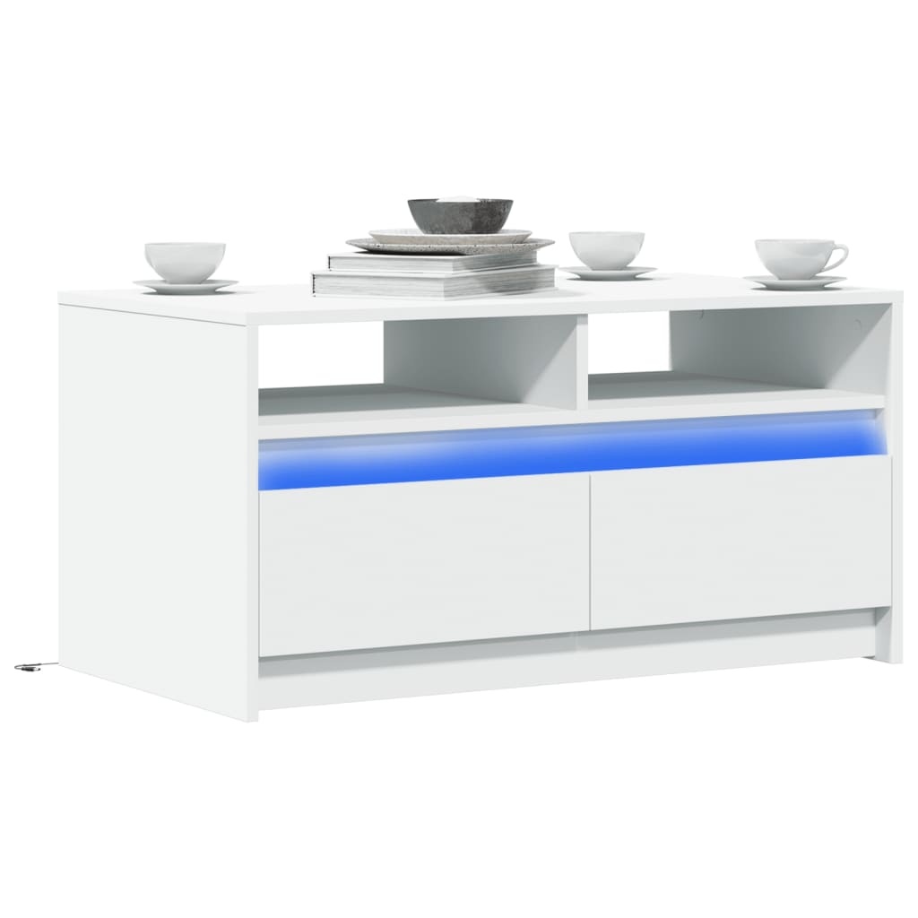 VidaXL Salontafel met LED-verlichting bewerkt hout wit