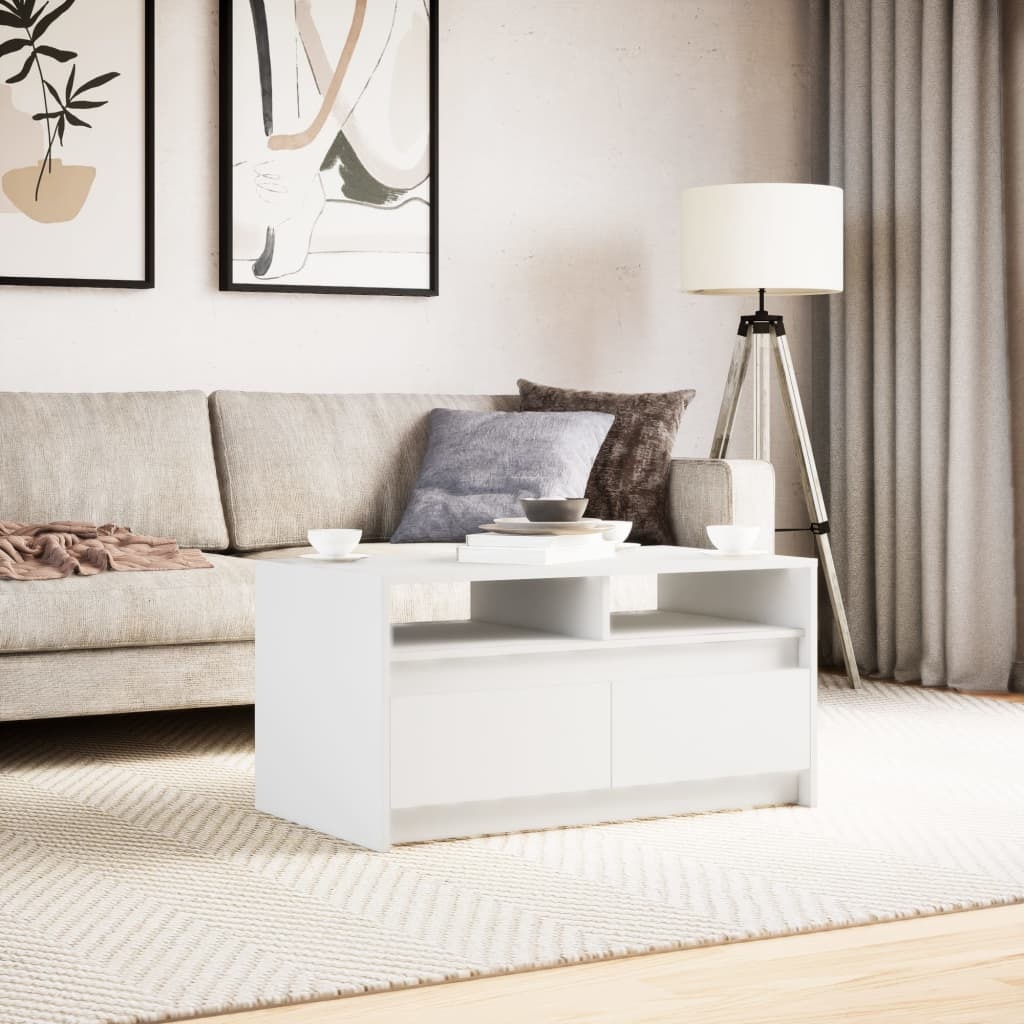 VidaXL Salontafel met LED-verlichting bewerkt hout wit