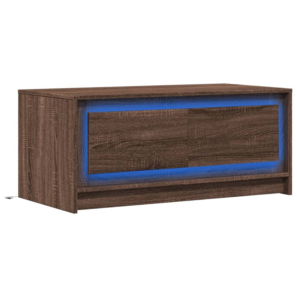 VidaXL Salontafel met LED-verlichting bewerkt hout bruin eikenkleur