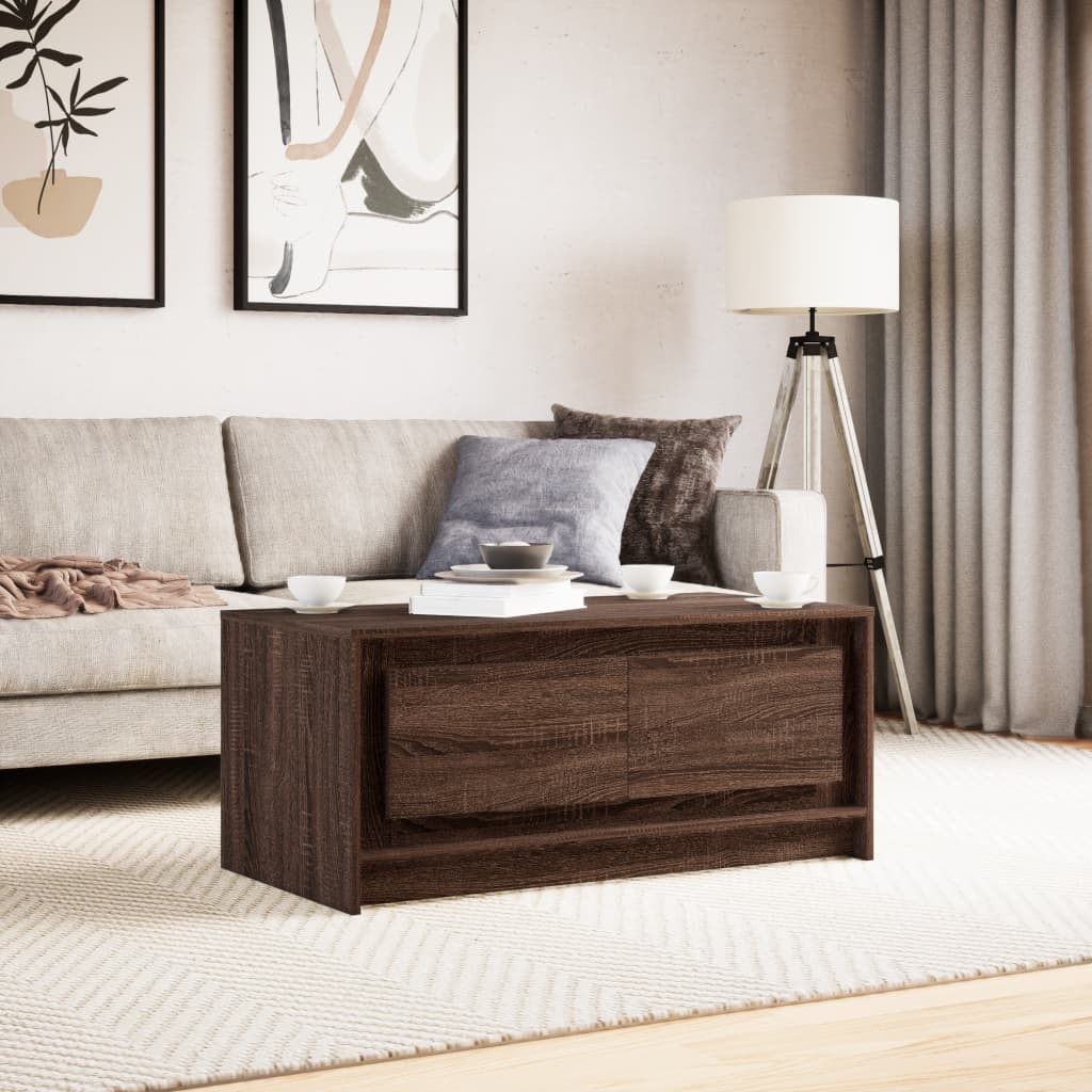 VidaXL Salontafel met LED-verlichting bewerkt hout bruin eikenkleur
