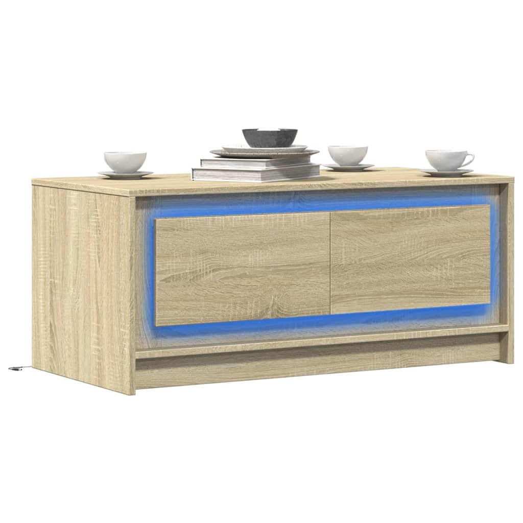VidaXL Salontafel met LED-verlichting bewerkt hout sonoma eikenkleurig