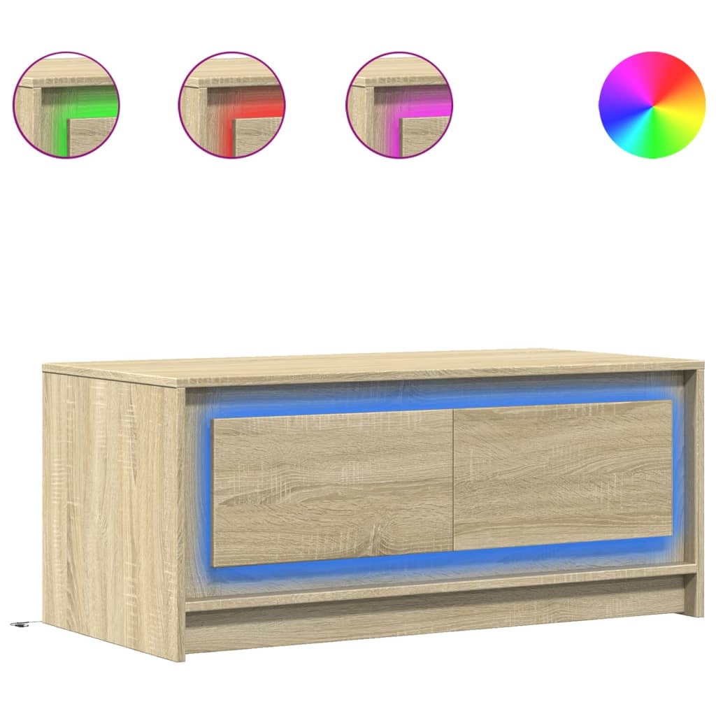 VidaXL Salontafel met LED-verlichting bewerkt hout sonoma eikenkleurig