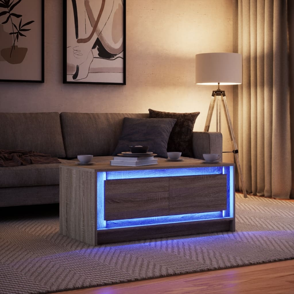 VidaXL Salontafel met LED-verlichting bewerkt hout sonoma eikenkleurig
