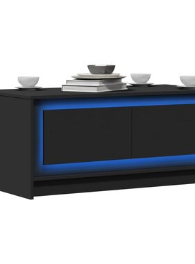 VidaXL Salontafel met LED-verlichting bewerkt hout zwart