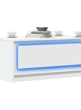 VidaXL Salontafel met LED-verlichting bewerkt hout wit