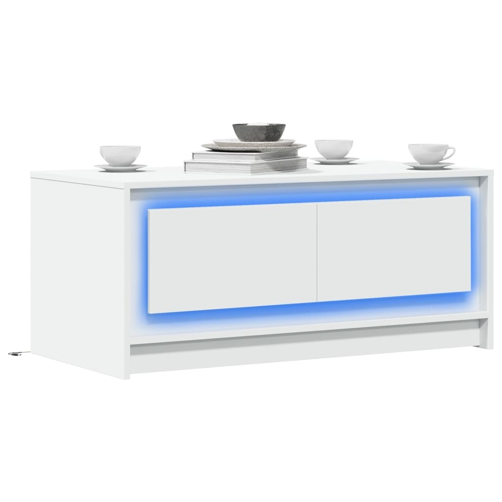 VidaXL Salontafel met LED-verlichting bewerkt hout wit