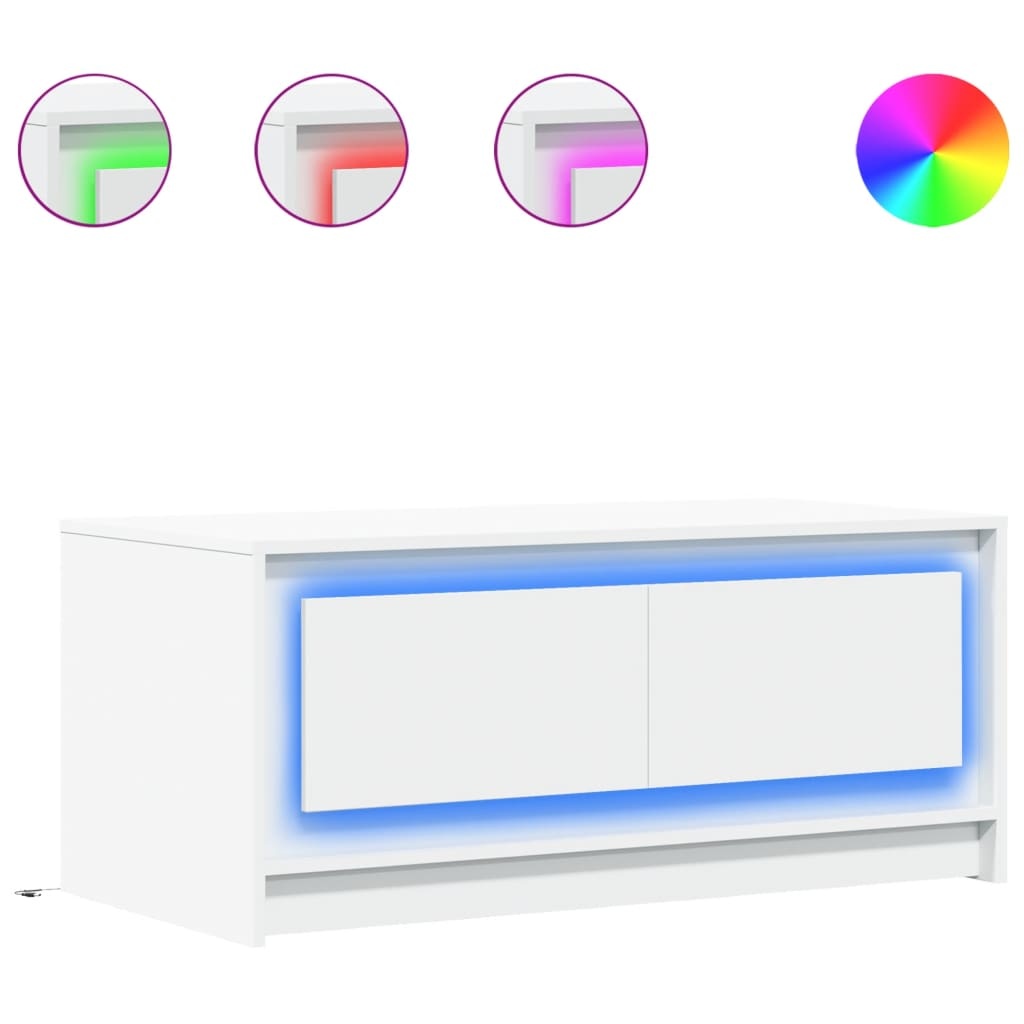 VidaXL Salontafel met LED-verlichting bewerkt hout wit