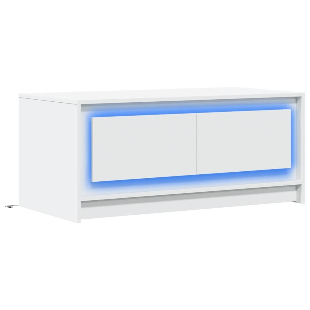 VidaXL Salontafel met LED-verlichting bewerkt hout wit