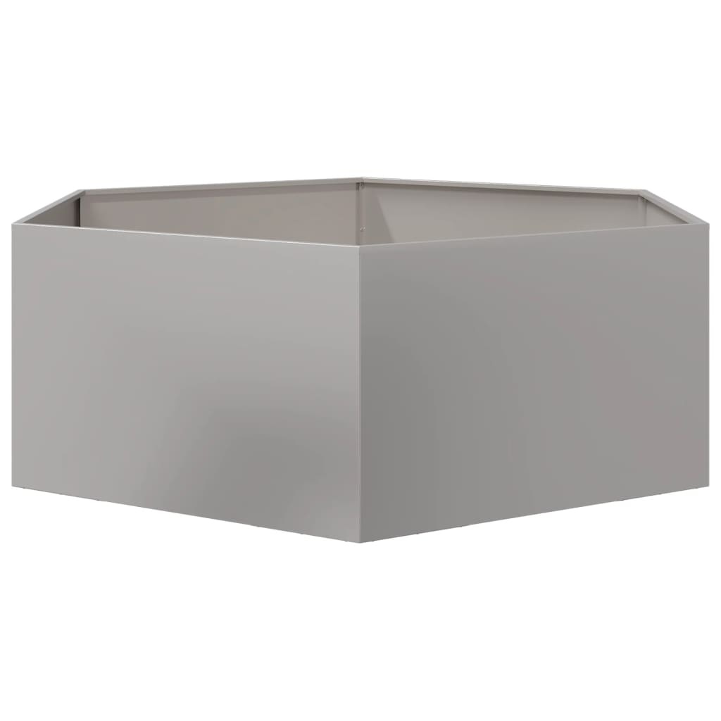 VidaXL Plantenbak zeshoek 138x120x45 cm roestvrijstaal